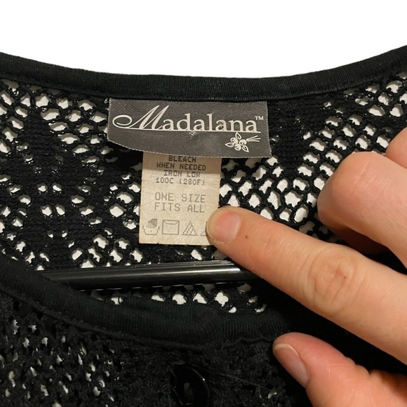 Madalana White and Black Eyelet Full Button Cover Up - Picture 10 of 14